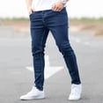 thumbnail image 3 of Spring Mens Black Blue Pants Pure Color Stretch Jeans Street Casual Slim Fit Trousers Male Vintage Wash Skinny Jeans for Men, 3 of 10