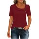 thumbnail image 3 of TaTaai Women's Solid Color Top, Soft Cotton Lightweight, Relaxed Fit, Short Sleeve V-Neck, Button Detail, Casual Trendy, Daily Spring Summer Outings Multi-Color Gift, 3 of 6