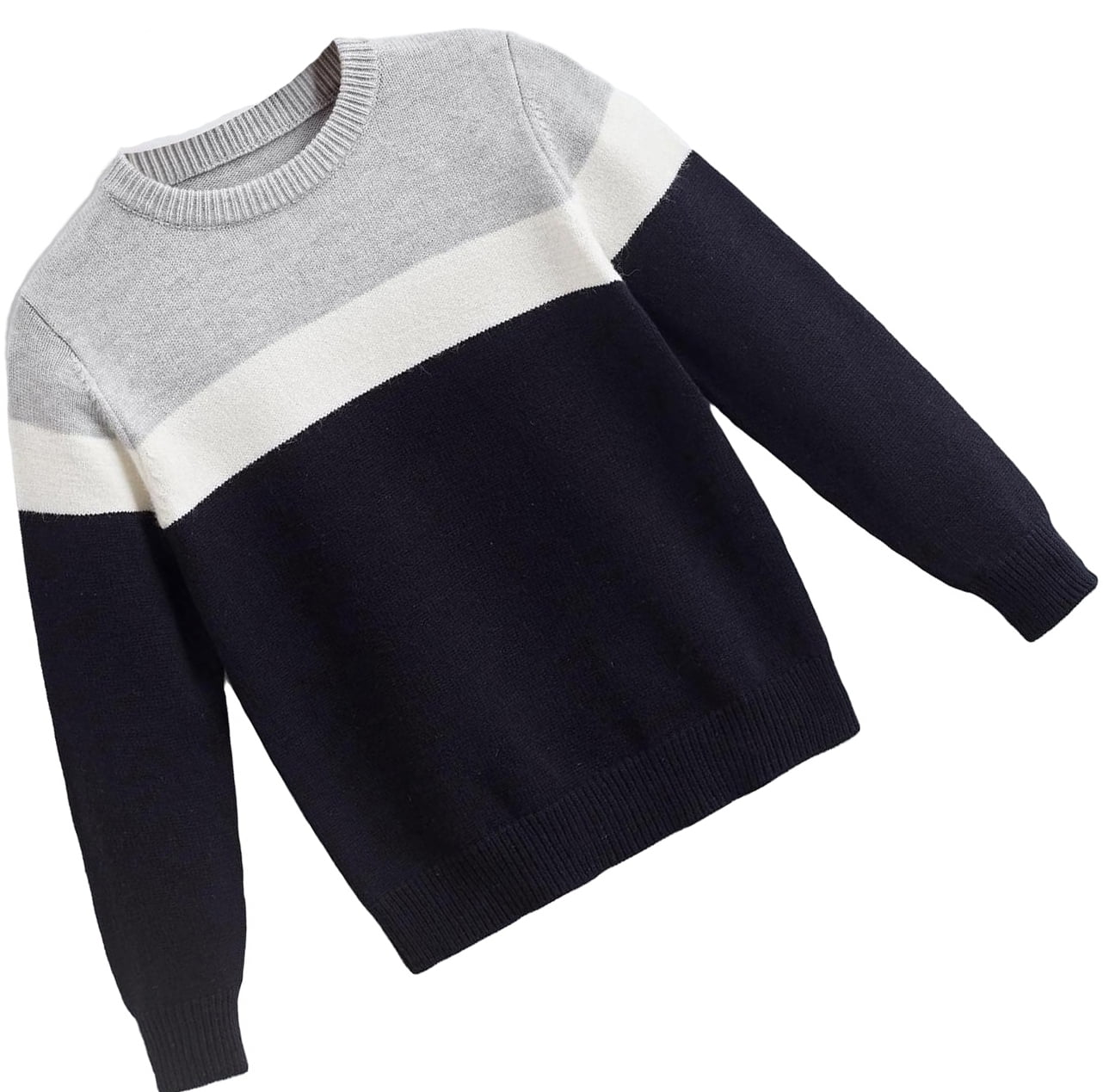 Casual Colorblock Round Neck Pullovers Long Sleeve Multicolor Boys