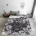 thumbnail image 5 of Salouo Monochrome Deer Floral Print Bed Blankets,Flannel Blanket Comfortable Air Conditioning Blanket Lightweight Blanket for Sofa Bed Travel & Couch -80"x60", 5 of 8