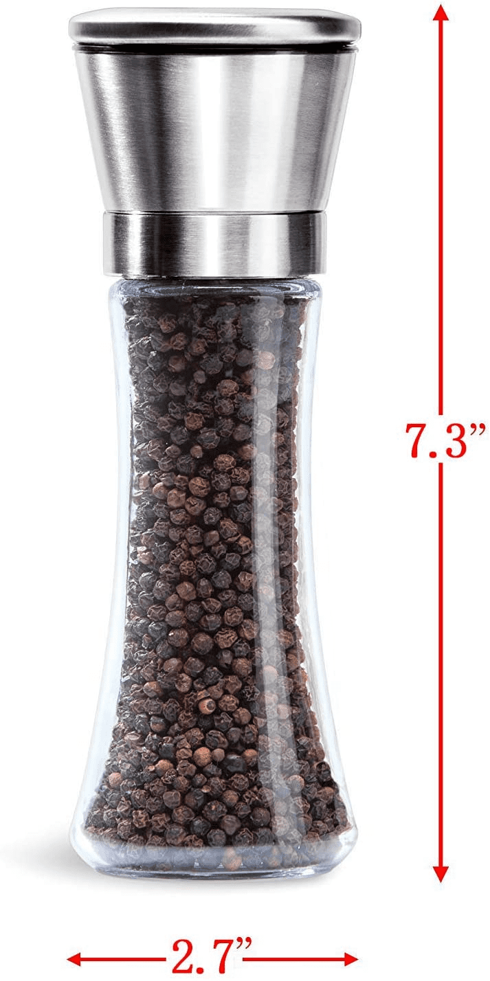  KITEXPERT Pepper Grinder - Chunky Glass Salt Grinder - Upgraded  Grinding Precision Pepper Mill Grinder - Large Capacity: Home & Kitchen