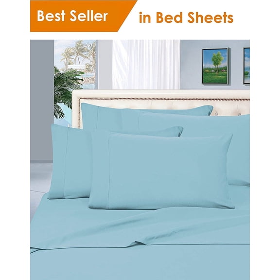 Elegant Comfort® 1500 Series Microfiber Deep Pocket Bedroom Sheet Set, King Aqua Blue