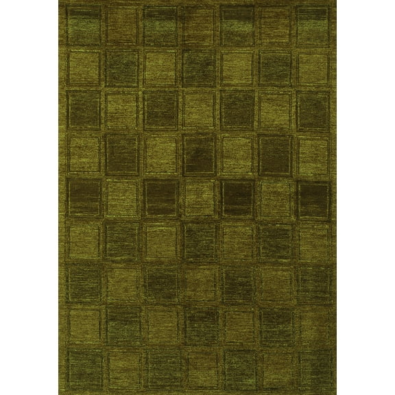 Ahgly Company Indoor Rectangle Abstract Green Modern Area Rugs, 5' x 7'