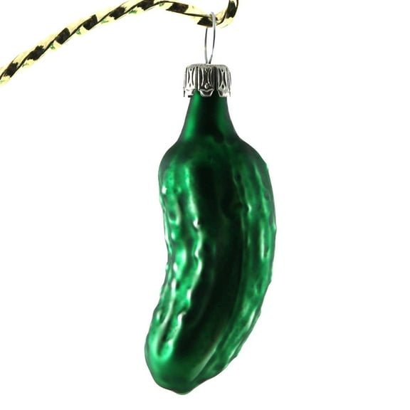 Glass Christmas Pickle Ornament (small, dark green matte)