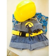 new construction worker with hard hat outfit teddy bear clothes fit 14" - 18" build-a-bear, vermont teddy bears, and make your own stuffed animals