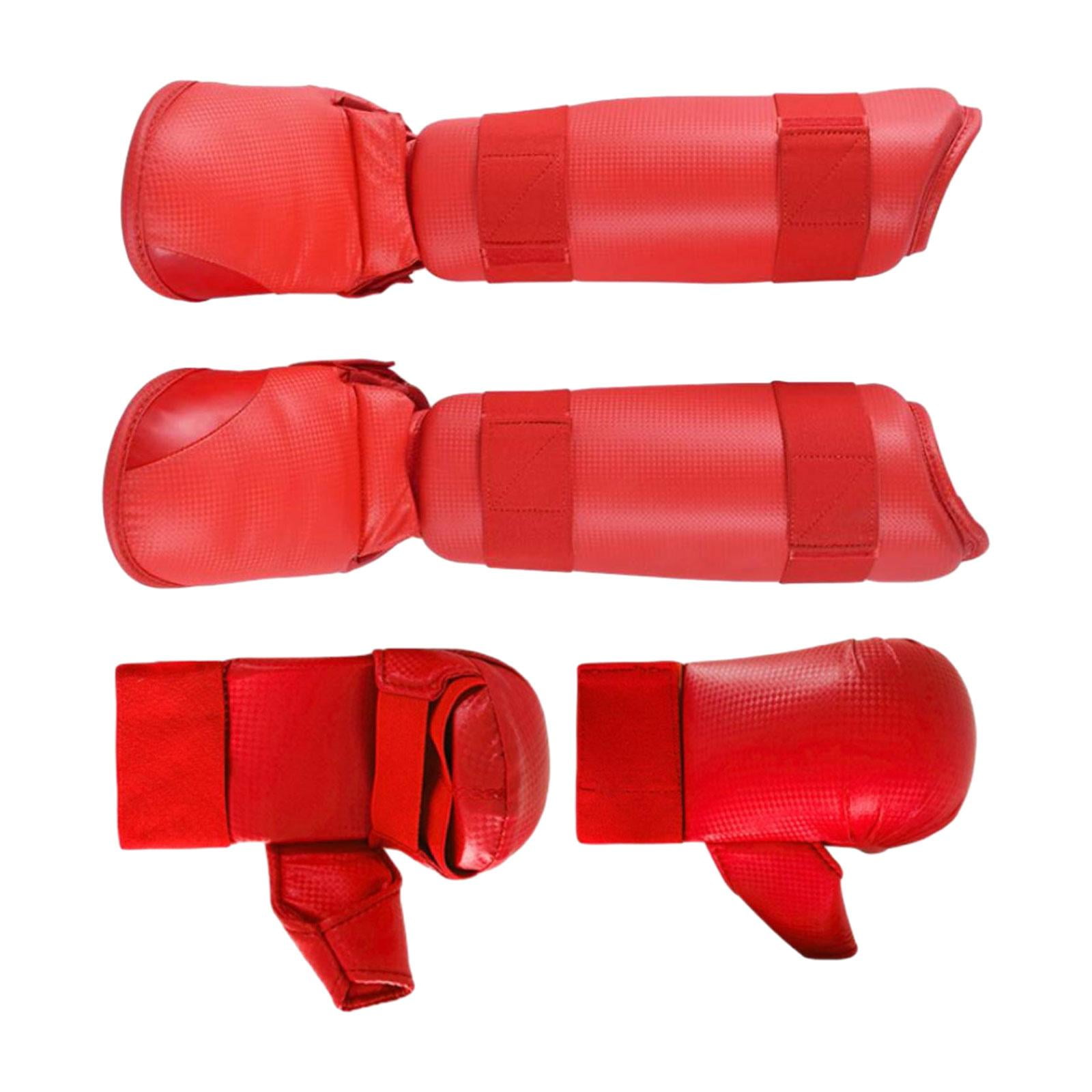 BAOSITY Karate Sparring Gear Set Boxing Gloves Shin Guards Taekwondo Training Punch Mitts, Punching Gloves Equipment for Mma Sparring L