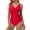 Red, variant on Women's Retro Ruffled Push Up Swimsuit - Ruched Tummy Control Swimwear for Beach/Vacation