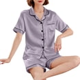 thumbnail image 6 of Bovxnpu Women's Pajamas Set 2 Piece Loungewear Set Summer Pajama Short Sleeve Shorts 2 Piece Collared Loungewear Set Sleepwear, 6 of 6