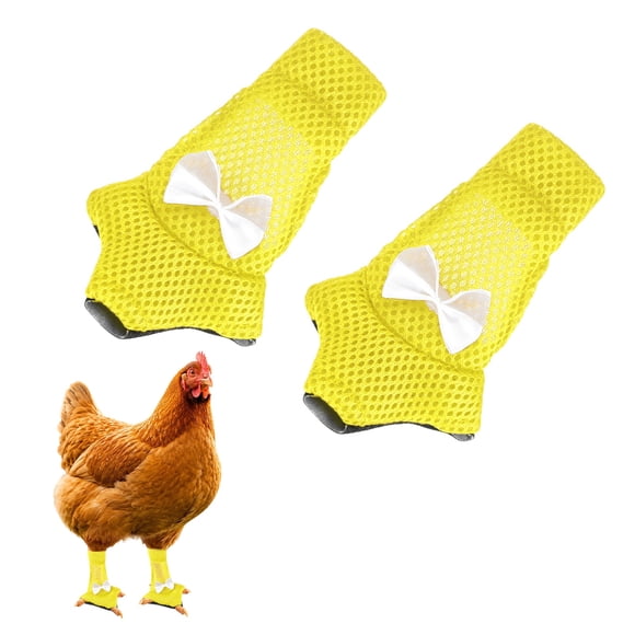 Uxcell 1-Par de Zapatos para Pollos, Botas Antideslizantes de Malla para Pies de Gallinas/Gallo Uso Interior Exterior [Amarillo, Tamaño M]