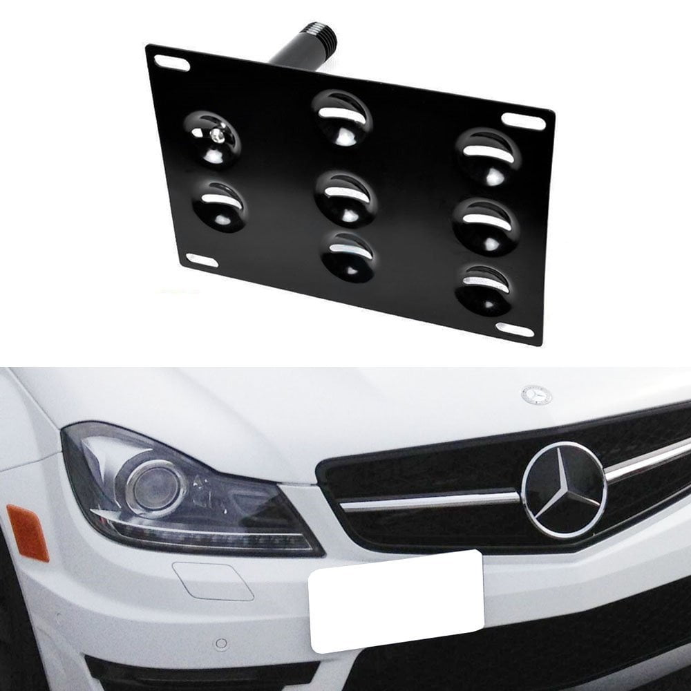 No Drilling Front Bumper Relocation Kit GTP Tow Hook License Plate Mounting Bracket Compatible with Mercedes Benz 08-20 W204 W205 C-Class 10-20 W212 W213 E-Class 10-20 GLK GLC 12-19 W166 ML GLE Class