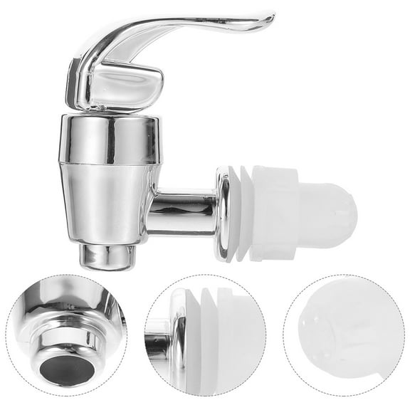KONTONTY Reusable Beverage Dispenser Spigot Push Style Tap for Kitchen Use Silver ABS PP Material Fits Most Dispensers 2pcs