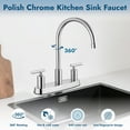 thumbnail image 2 of Kitchen Faucets, High Arc 360°Rotating Spout Kitchen Sink Faucet 2 Handle 8 Inch Centerset RV Kitchen Faucet with Supply Lines, 3 Hole Kitchen Faucet Without Side Sprayer, Polish Chrome, 2 of 18