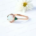 thumbnail image 2 of JEWELRYTREASURE 5 mm / 1 Ct Fire Opal Ring Rose Gold Plated Engagement Ring Trillion Cut Emerald Cluster Jewelry October Birthstone Ring Birthday Gift for Mom, 2 of 4
