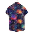 thumbnail image 6 of PNTUTB Fashionable Men's Firework Print Collared Button Down Casual Short Sleeve Loose Comfort Blouse, 6 of 6