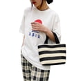 thumbnail image 4 of ZAXARRA Women Woven Tote Bag Color Block Striped Straw Bag with Magnetic Snap, 4 of 9