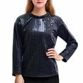 thumbnail image 1 of EGNMCR Blouses et Chemises à Manches Longues Col Rond Tenue de Performance Pailletée pour Enfants T-shirt à Manches Longues Col Rond pour Enfants polyester top, 1 of 6