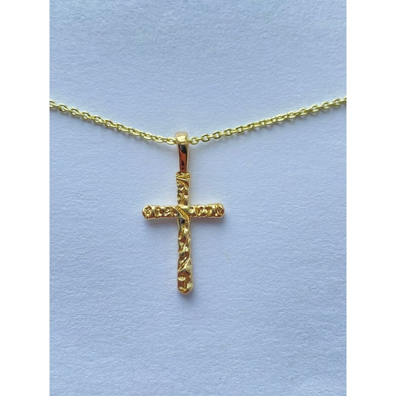 14K Bonded Gold Cross Nugget Pendant by Artisan Jeweler