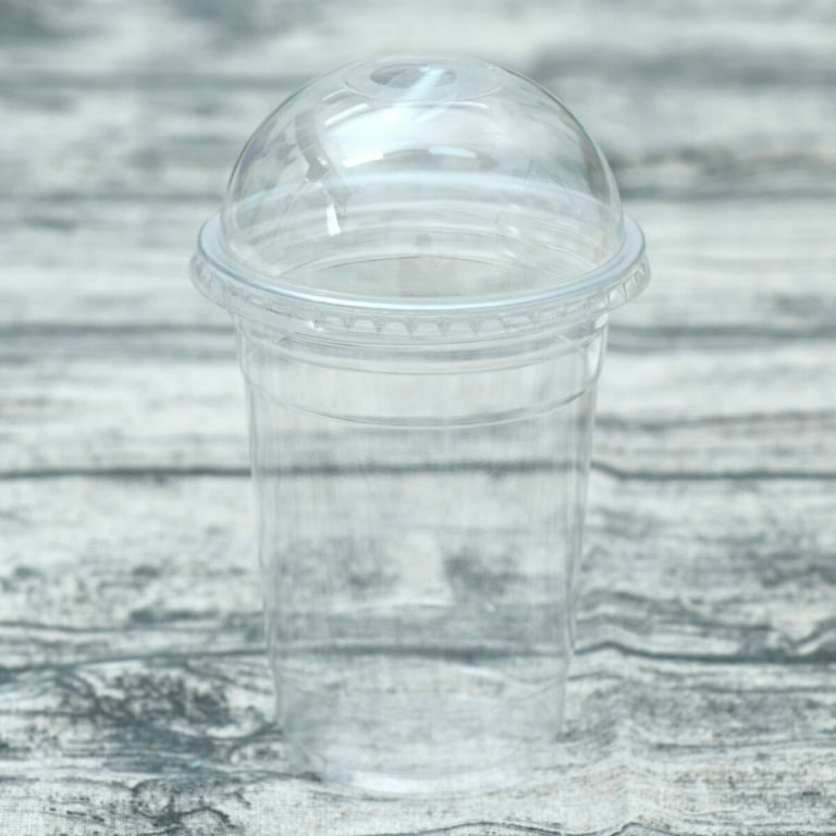 NUOLUX 20pcs Disposable Transparent Plastic Cup Juice Cups Cold Drinks Takeaway Packaging with Dome Lid