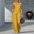 thumbnail image 2 of Chuancc Women Casual Jumpsuits Summer Sleeveless Loose Jumpsuit Shoulder Strap Adjustable Long Pants Rompers with Pockets Yellow L, 2 of 8