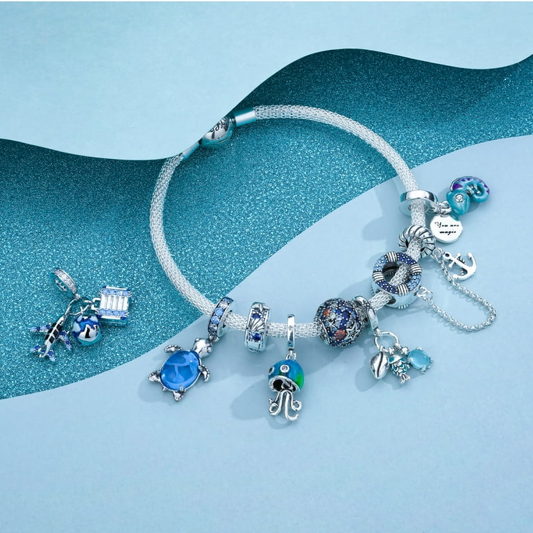 ROSIANNA 925 Sterling Silver Charm for Bracelets Airplane Planet