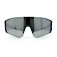 thumbnail image 5 of Boys Color Mirror 90s Shield Rimless Wrap Sport Plastic Sunglasses Black White - Silver Mirror, 5 of 8