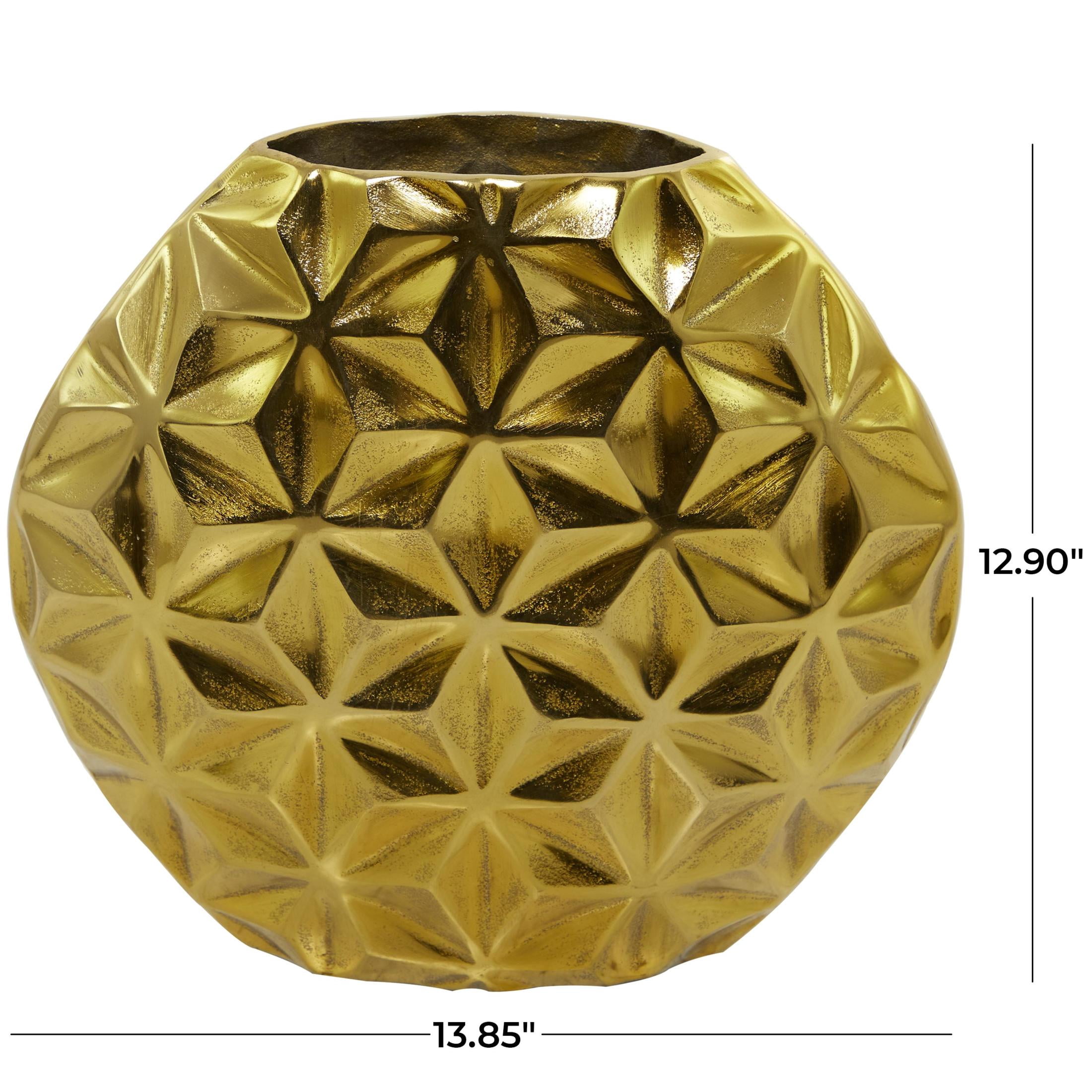 CosmoLiving by Cosmopolitan 13" Geometric Faceted Gold Aluminum Metal Vase