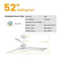 thumbnail image 2 of Gymax 52'' Reversible Ceiling Fan with Light 2700K/4200K/6500K LED Ceiling Fan White, 2 of 10
