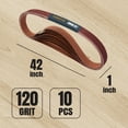 thumbnail image 2 of POWERTEC 10PK 1 x 42 Inch Sanding Belts, 120 Grit Aluminum Oxide Belt Sander Sanding Belt for Belt Sander, Belt and Disc Sander, Wood & Paint sanding, Metal Polishing, Knife Sharpening (414212A), 2 of 7