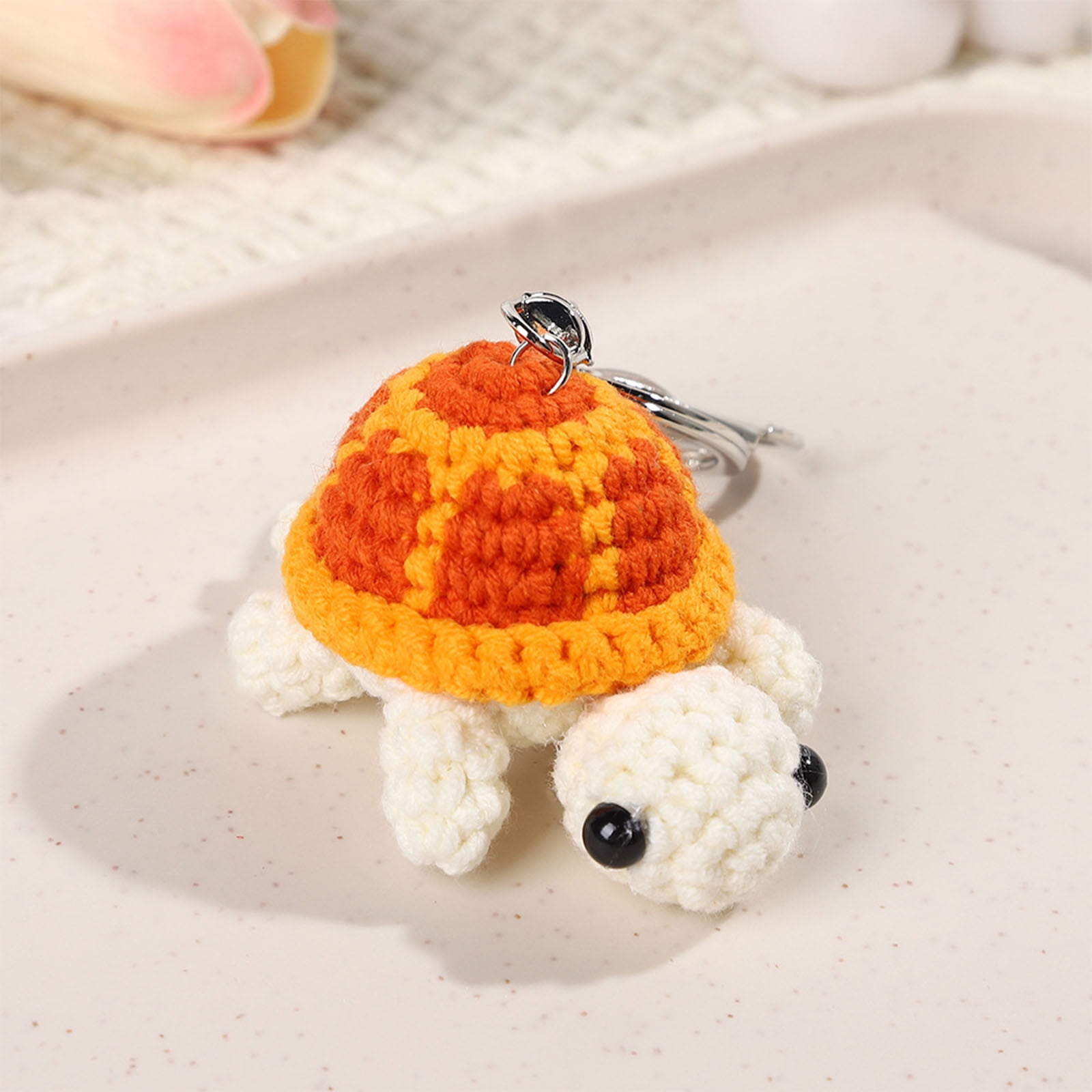 Handmade Woolen Turtle Keychain Pendant, Cute Mini Knitted Animal