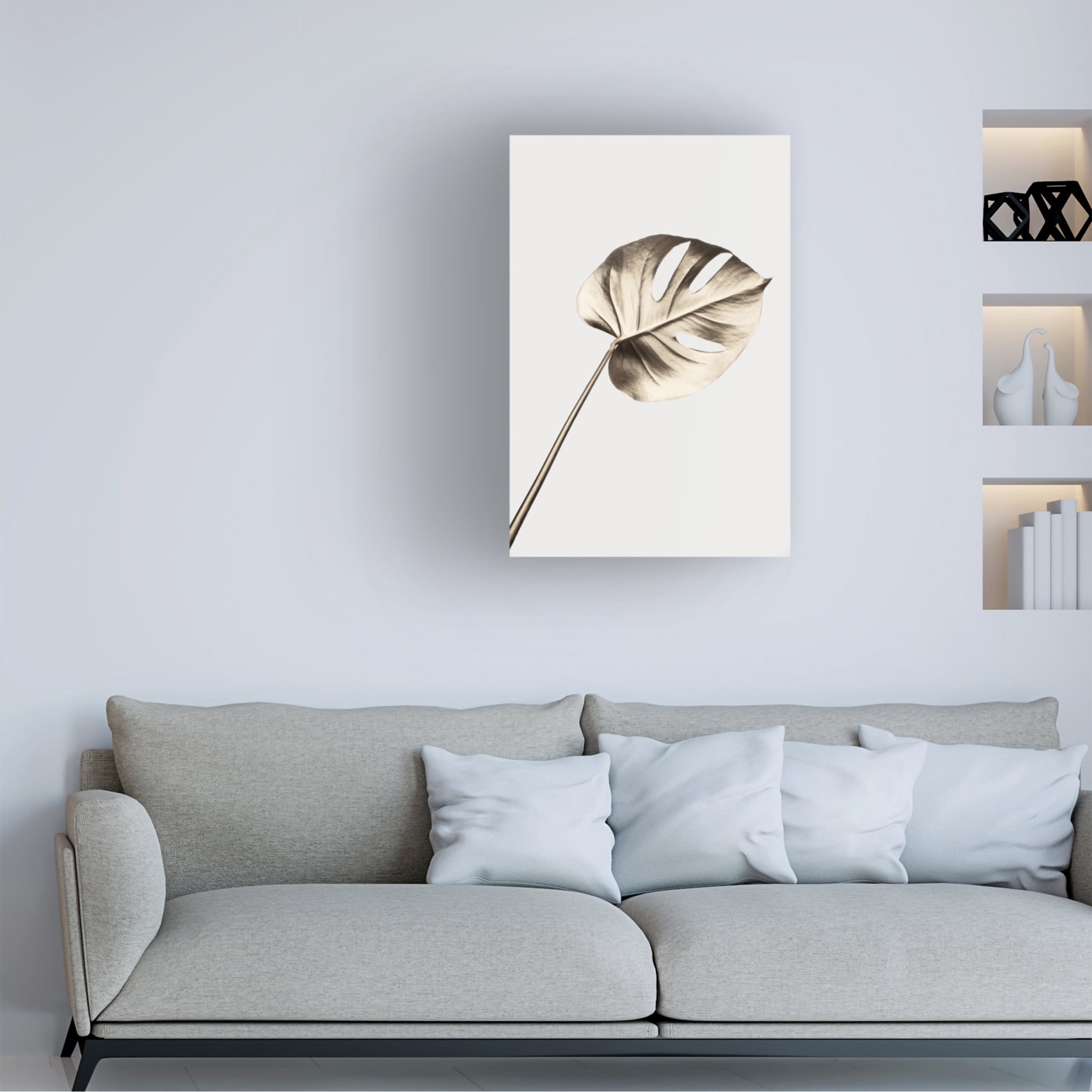 Canvas Wall Art - Pictufy Studio Iii 'Monstera Gold 07' Wall Art for Living Room, Bedroom, or Office D?cor by Trademark Fine Art - 16 x 24 Inches