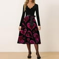 thumbnail image 2 of Valentines Day Dresses Fit and Flare Dress with Heart Print Pattern Ribbon Waist for Women Vintage Black L, 2 of 4