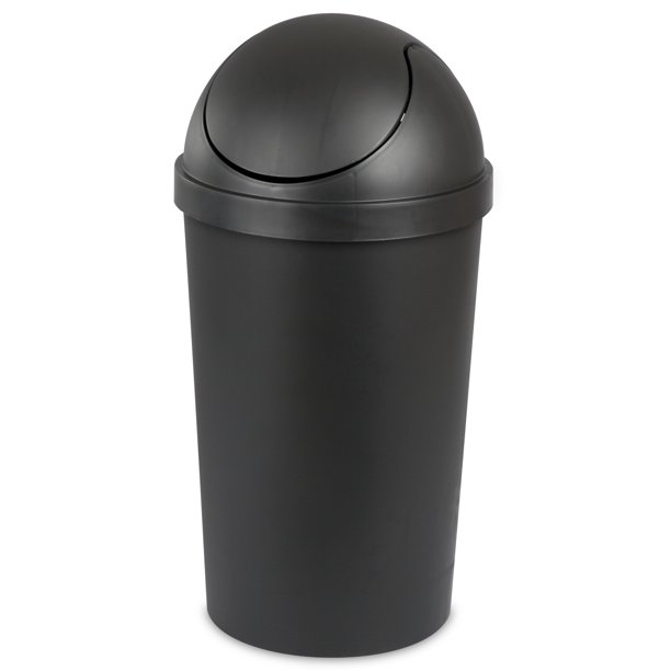 Sterilite 10.5 gal Plastic Round Swing Top Kitchen Trash Can, Black