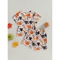 thumbnail image 4 of GXFC Little Boy Halloween Outfits Set Costume 3T 4T 5T 6T 7T Kids Boy Short Sleeve Pumpkin T-Shirt+Elastic Shorts 2Pcs Halloween Clothing for Children Boy, 4 of 8
