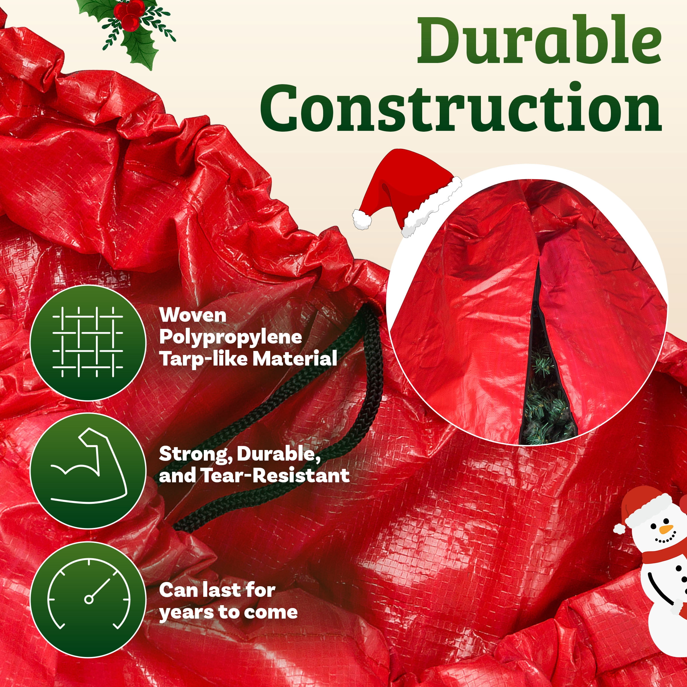 Elf Stor Christmas Tree Storage Bag for up to 9 Ft Artificial Trees, Red