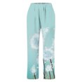 thumbnail image 2 of Gibobby pantalones de mezclilla mujer Pantalones sueltos de bolsillo de cintura alta con estampado de flores de acuarela para mujer ocio vacaciones viaje casa (Verde, XL), 2 of 4