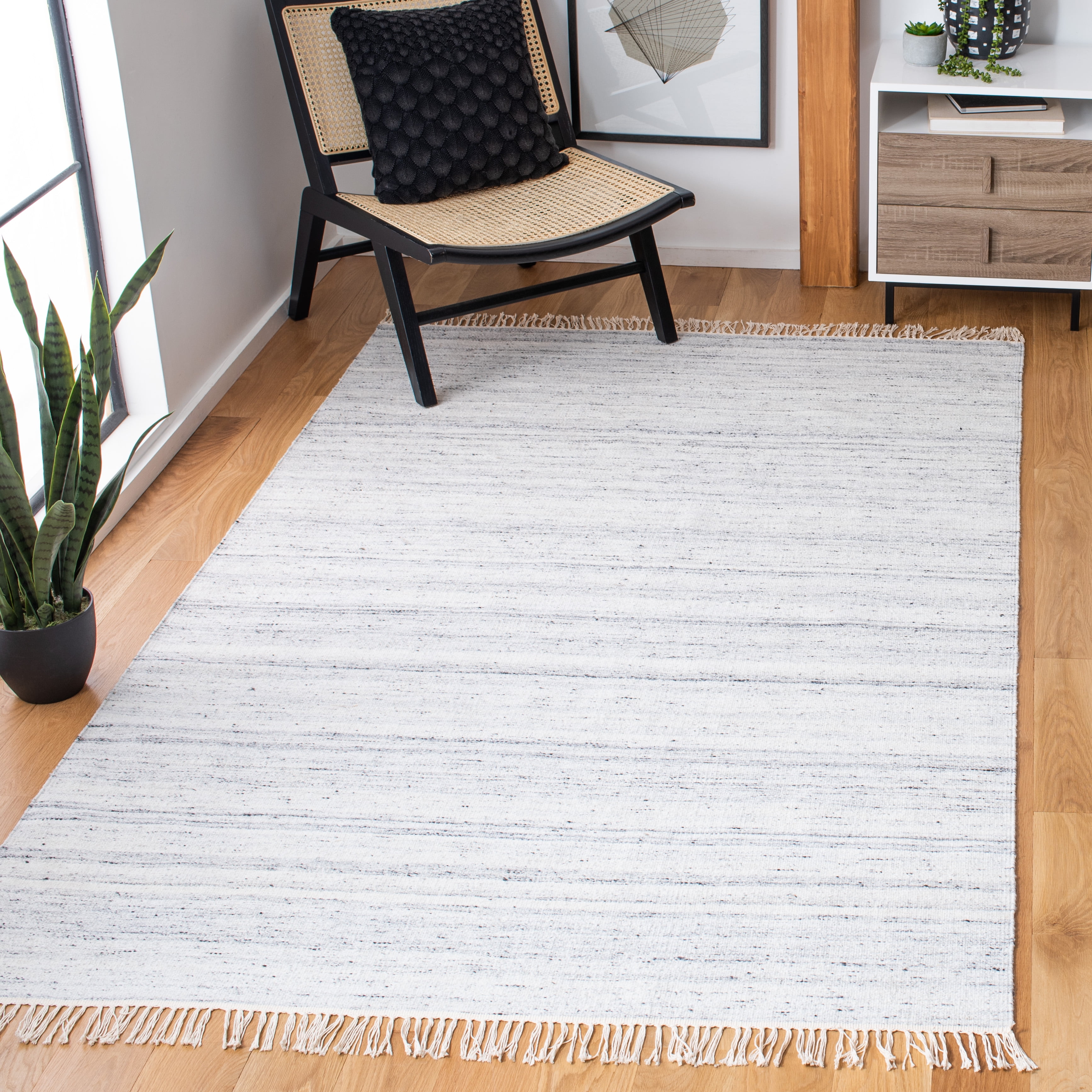 SAFAVIEH Kilim Russell Striped Area Rug, Ivory/Grey, 5' x 8'