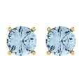 thumbnail image 3 of 4 ct Push-Back Stud Earrings for Women | 8.0mm Round Cut Natural Aquamarine | 18K Yellow Gold, 3 of 5