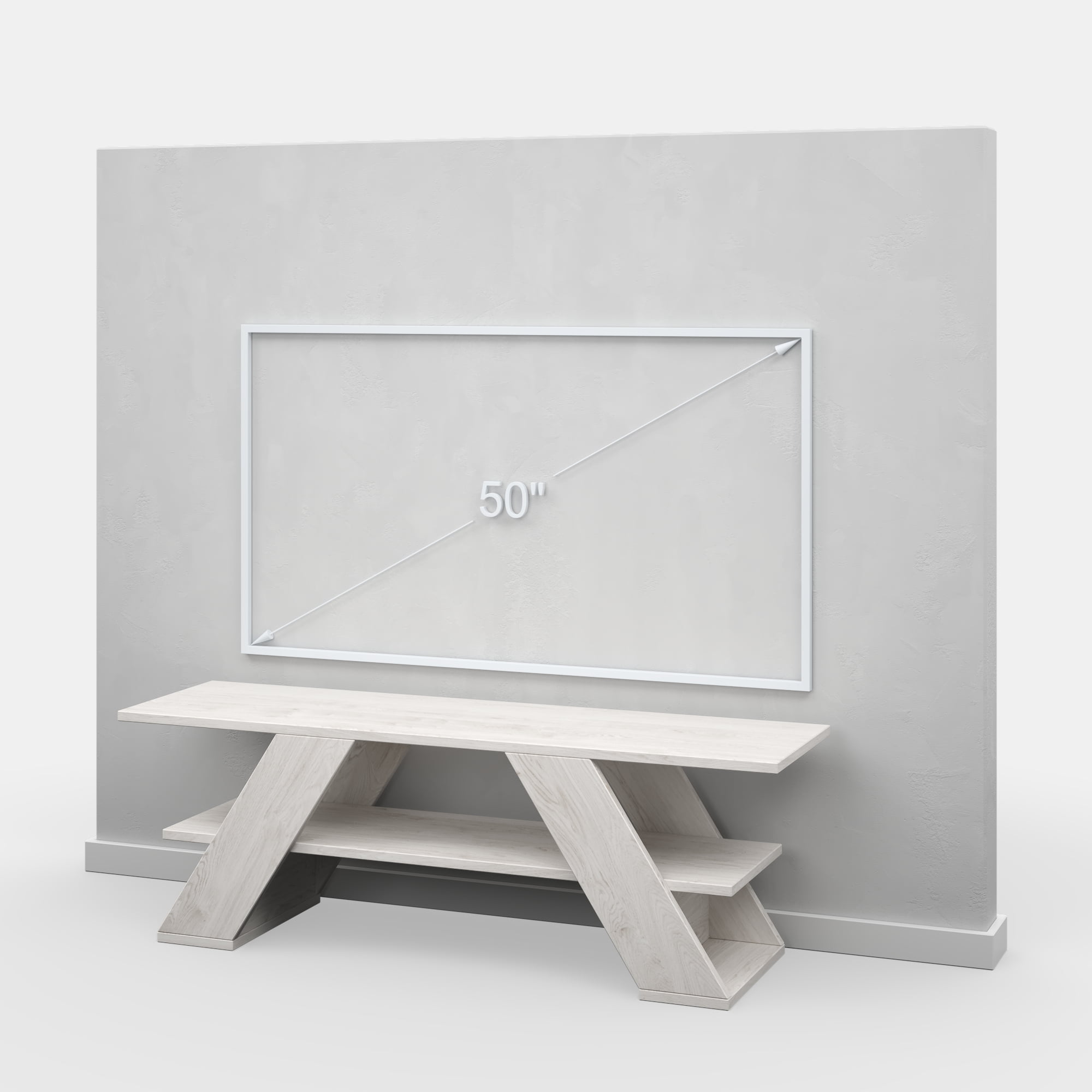 Ada Home Decor Furniture for TVs up to 53" 1 Tier Open Shelf Ivory Tioga Modern TV Stand