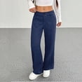 thumbnail image 7 of ZToonmas Solid Pinstripe Wide Leg Suit Pants for Women High Waist Button Zipper Straight Full Length Office Casual Pants with Pockets, 7 of 7
