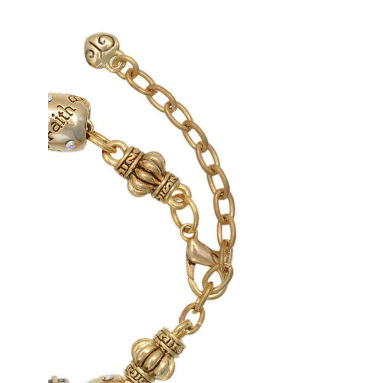 Silvertone Center Spacer Spinner Two Tone Christian Bead Bracelet, Girl's, Size: One size, Gold