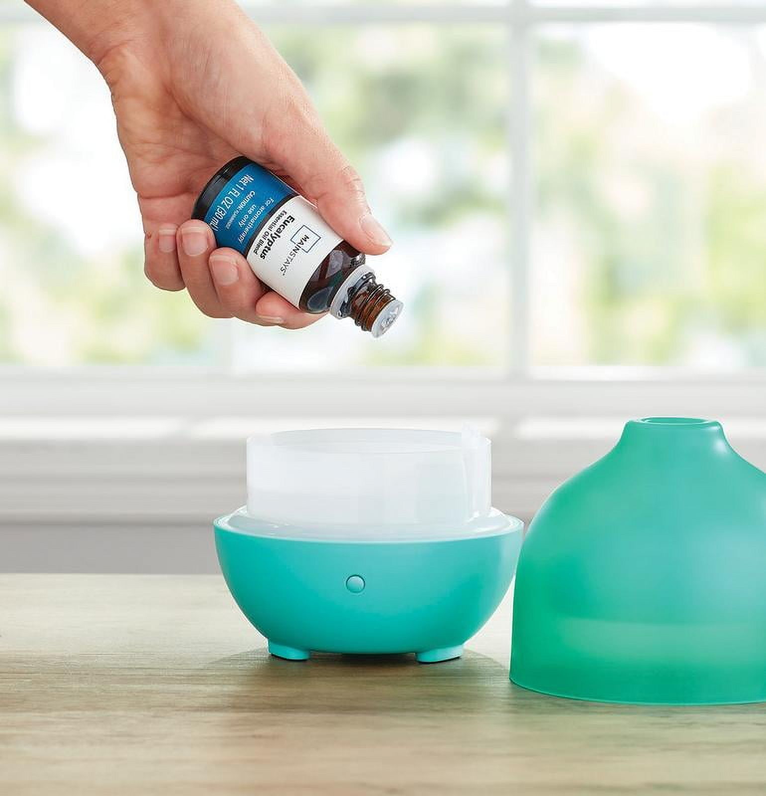 MAINSTAYS AROMATHERAPY ESSENTIAL OIL DIFFUSER, COOL MIST, TEAL, 100ML