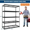 thumbnail image 2 of 2500LBS 60" W x 24" D x 72" H Heavy Duty Garage Shelving, Adjustable 5-Tier Storage Shelves, Industrial Metal Shelving Units, Steel Organizer Wire Rack, Black, 2 of 7