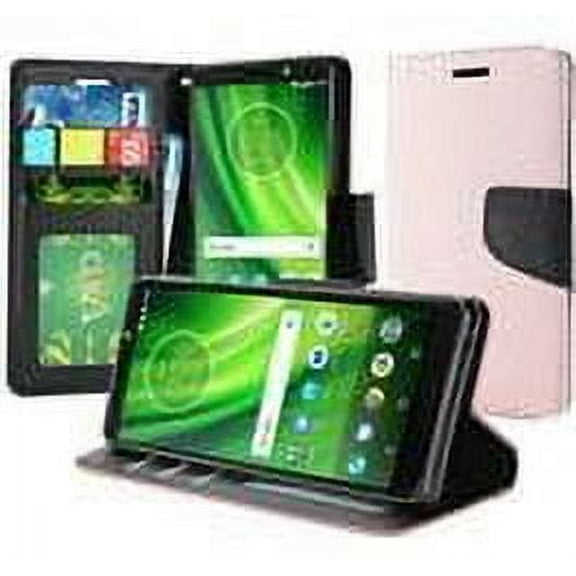 GSA Flip Credit Card Design Wallet Case For Motorola Moto G6 Play Rose Gold