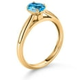 thumbnail image 3 of Gem Stone King 10K Yellow Gold Swiss Blue Topaz Solitaire Engagement Ring for Women (1.00 Cttw, Oval 7X5MM, Gemstone November Birthstone, Available in Size 5, 6, 7, 8, 9), 3 of 4