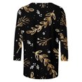 thumbnail image 5 of IROINNID Savings Ladies Long Sleeve T Shirts Printed T-shirt 3/4 Sleeves Blouse Round Neck Lounge Tops,Gold, 5 of 5