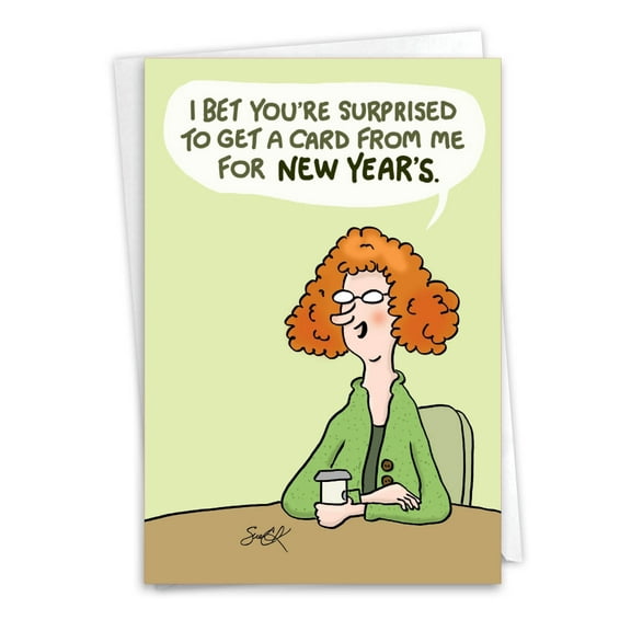 NobleWorks Funny New Year Greeting Card with 5 x 7 Inch Envelope (1 Card) Forget Your Hangover C7694NYG