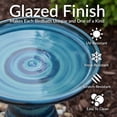 thumbnail image 3 of Sunnydaze Duo-Tone Freestanding Ceramic Outdoor Bird Bath, UV-Resistant Galaxy Blue Finish, 3 of 11
