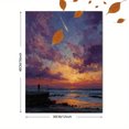 thumbnail image 3 of Yellow Sea Fantasy Canvas Art, Moon Comet Starry Sky Painting, Red Blue Cloud Interior Decor, 3 of 8