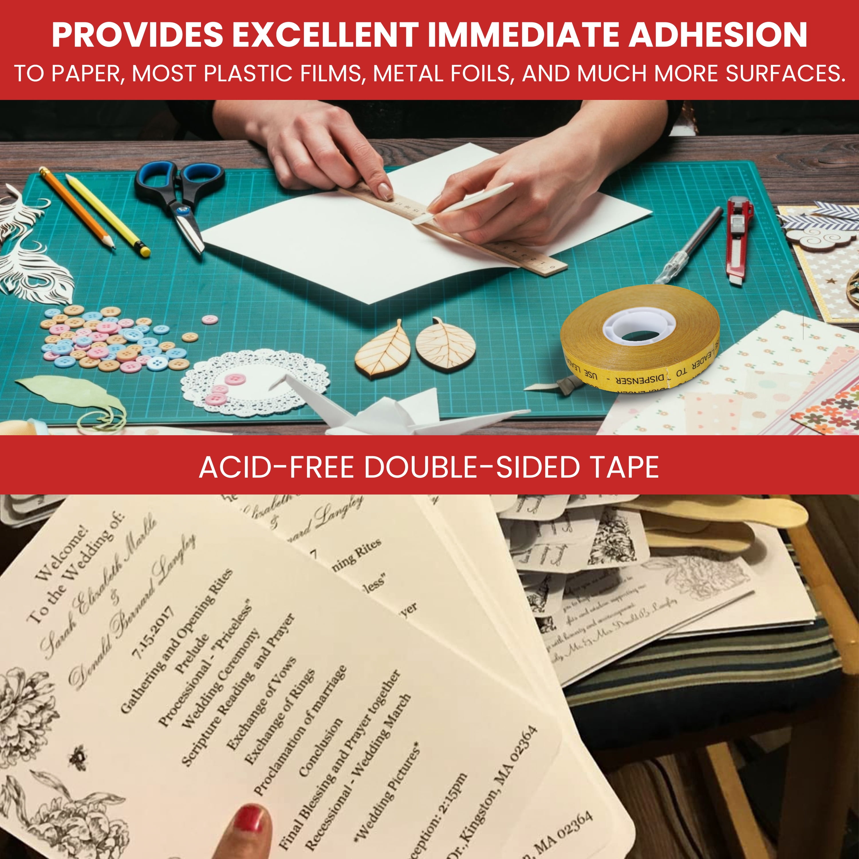 T.R.U. ATG-7502 ATG Tape (Acid Free Adhesive Transfer Tape): 1/4 in. wide x 36 yds. (Pack of 24)