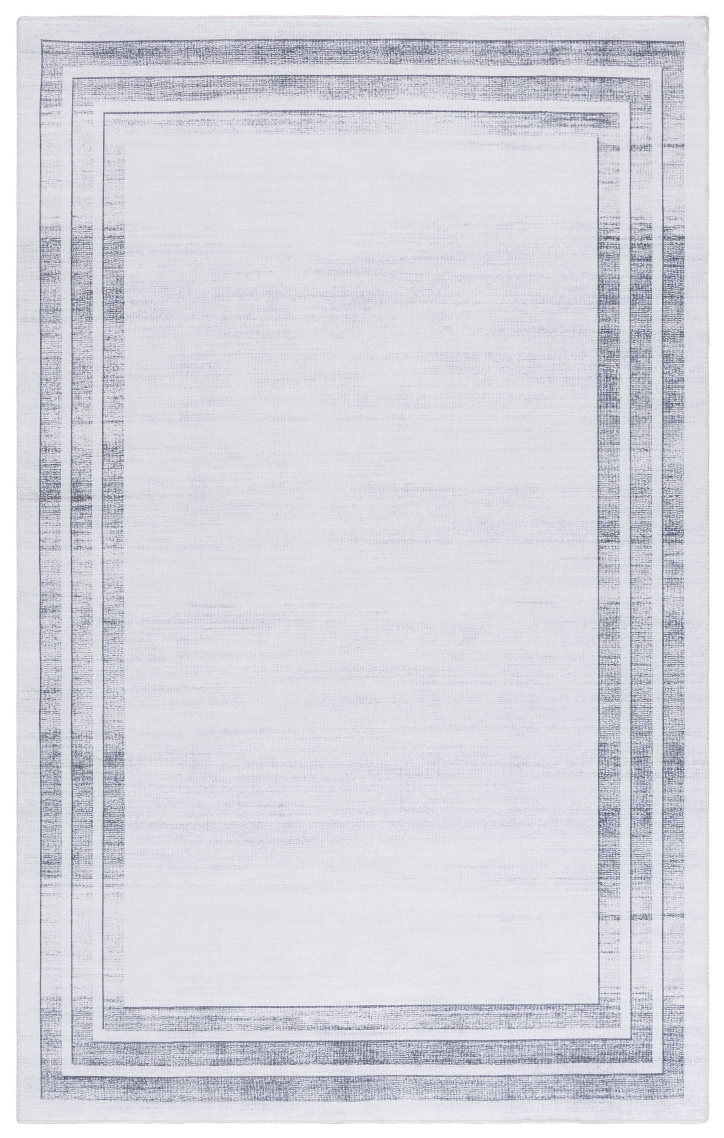 SAFAVIEH Malibu Chauncey Bordered Polyester Area Rug, Light Gray/Gray, 5' x 8'